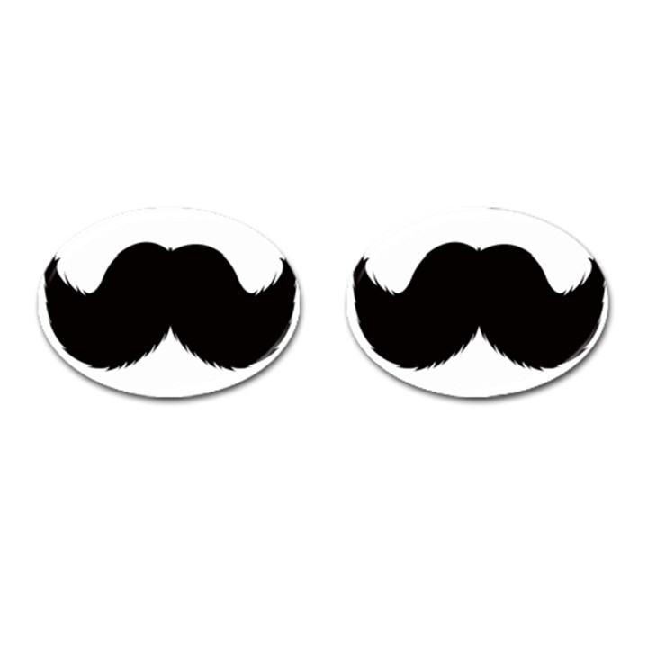 Mustache Owl Hair Black Man Cufflinks (Oval)