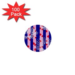 Line Vertical Polka Dots Circle Flower Blue Pink White 1  Mini Buttons (100 Pack) 