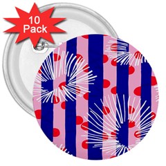 Line Vertical Polka Dots Circle Flower Blue Pink White 3  Buttons (10 Pack) 