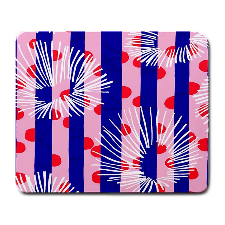 Line Vertical Polka Dots Circle Flower Blue Pink White Large Mousepads