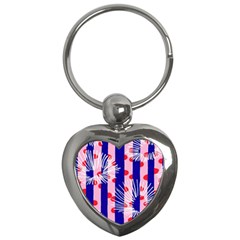 Line Vertical Polka Dots Circle Flower Blue Pink White Key Chains (heart)  by Mariart