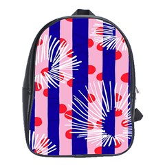 Line Vertical Polka Dots Circle Flower Blue Pink White School Bags (xl) 