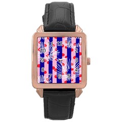 Line Vertical Polka Dots Circle Flower Blue Pink White Rose Gold Leather Watch  by Mariart