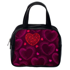Love Heart Polka Dots Pink Classic Handbags (one Side) by Mariart