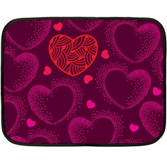 Love Heart Polka Dots Pink Fleece Blanket (mini)