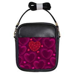 Love Heart Polka Dots Pink Girls Sling Bags by Mariart