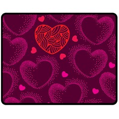 Love Heart Polka Dots Pink Fleece Blanket (medium) 