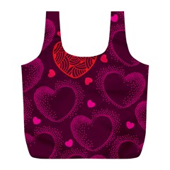 Love Heart Polka Dots Pink Full Print Recycle Bags (l)  by Mariart