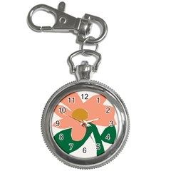 Peach Sunflower Flower Pink Green Key Chain Watches