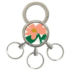 Peach Sunflower Flower Pink Green 3-ring Key Chains by Mariart