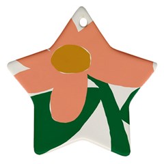 Peach Sunflower Flower Pink Green Star Ornament (two Sides) by Mariart