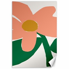 Peach Sunflower Flower Pink Green Canvas 24  X 36  by Mariart