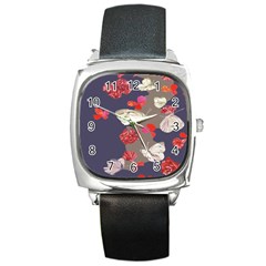 Original Butterfly Carnation Square Metal Watch