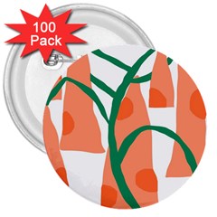 Portraits Plants Carrot Polka Dots Orange Green 3  Buttons (100 Pack) 