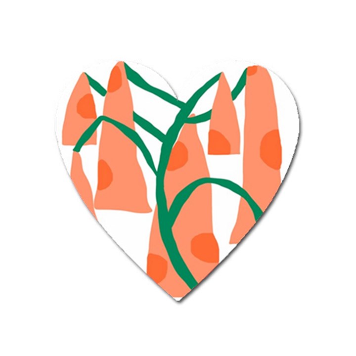Portraits Plants Carrot Polka Dots Orange Green Heart Magnet
