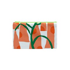 Portraits Plants Carrot Polka Dots Orange Green Cosmetic Bag (xs) by Mariart