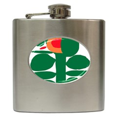 Portraits Plants Sunflower Green Orange Flower Hip Flask (6 Oz)