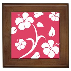 Pink Hawaiian Flower White Framed Tiles