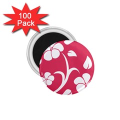 Pink Hawaiian Flower White 1 75  Magnets (100 Pack) 