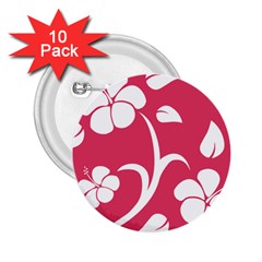 Pink Hawaiian Flower White 2 25  Buttons (10 Pack) 