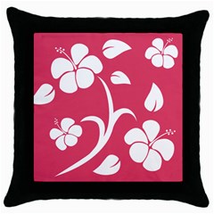 Pink Hawaiian Flower White Throw Pillow Case (black) by Mariart