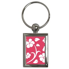 Pink Hawaiian Flower White Key Chains (rectangle)  by Mariart