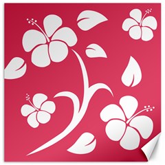 Pink Hawaiian Flower White Canvas 20  X 20   by Mariart