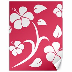 Pink Hawaiian Flower White Canvas 18  X 24  