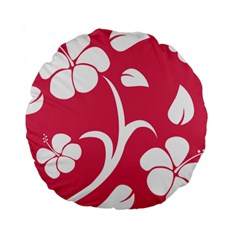 Pink Hawaiian Flower White Standard 15  Premium Round Cushions by Mariart