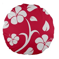 Pink Hawaiian Flower White Large 18  Premium Round Cushions by Mariart