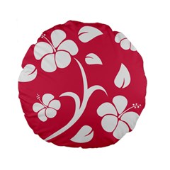 Pink Hawaiian Flower White Standard 15  Premium Flano Round Cushions by Mariart