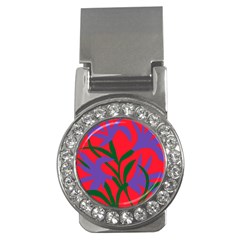 Purple Flower Red Background Money Clips (cz) 