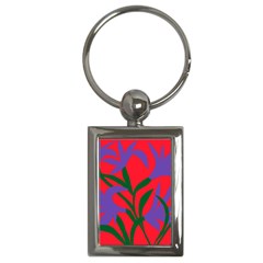 Purple Flower Red Background Key Chains (rectangle) 