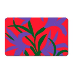 Purple Flower Red Background Magnet (rectangular)