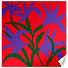 Purple Flower Red Background Canvas 16  X 16  