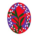 Purple Flower Red Background Oval Filigree Ornament (Two Sides) Front