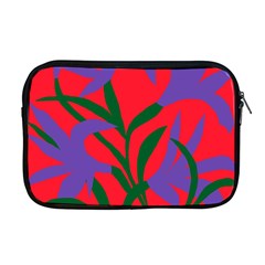 Purple Flower Red Background Apple Macbook Pro 17  Zipper Case by Mariart