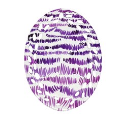 Original Feather Opaque Color Purple Oval Filigree Ornament (two Sides)