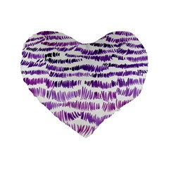 Original Feather Opaque Color Purple Standard 16  Premium Flano Heart Shape Cushions