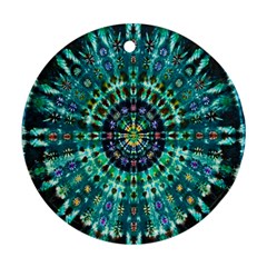 Peacock Throne Flower Green Tie Dye Kaleidoscope Opaque Color Round Ornament (two Sides) by Mariart