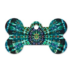 Peacock Throne Flower Green Tie Dye Kaleidoscope Opaque Color Dog Tag Bone (two Sides) by Mariart