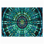 Peacock Throne Flower Green Tie Dye Kaleidoscope Opaque Color Large Glasses Cloth (2-Side) Back