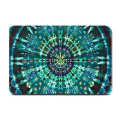 Peacock Throne Flower Green Tie Dye Kaleidoscope Opaque Color Small Doormat  by Mariart