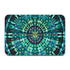 Peacock Throne Flower Green Tie Dye Kaleidoscope Opaque Color Plate Mats by Mariart
