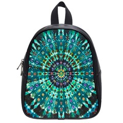 Peacock Throne Flower Green Tie Dye Kaleidoscope Opaque Color School Bags (small)  by Mariart
