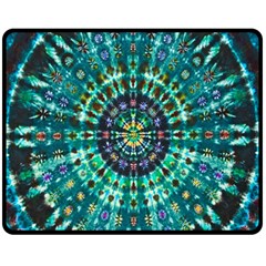 Peacock Throne Flower Green Tie Dye Kaleidoscope Opaque Color Fleece Blanket (medium)  by Mariart