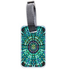 Peacock Throne Flower Green Tie Dye Kaleidoscope Opaque Color Luggage Tags (two Sides) by Mariart