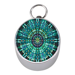 Peacock Throne Flower Green Tie Dye Kaleidoscope Opaque Color Mini Silver Compasses by Mariart