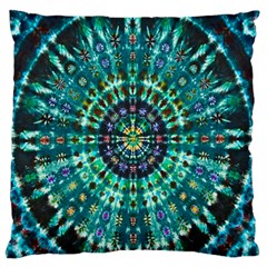 Peacock Throne Flower Green Tie Dye Kaleidoscope Opaque Color Large Flano Cushion Case (two Sides)