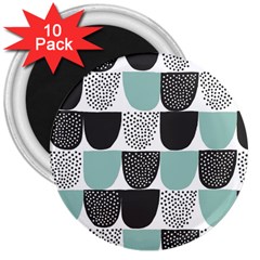 Sugar Blue Fabric Polka Dots Circle 3  Magnets (10 Pack)  by Mariart